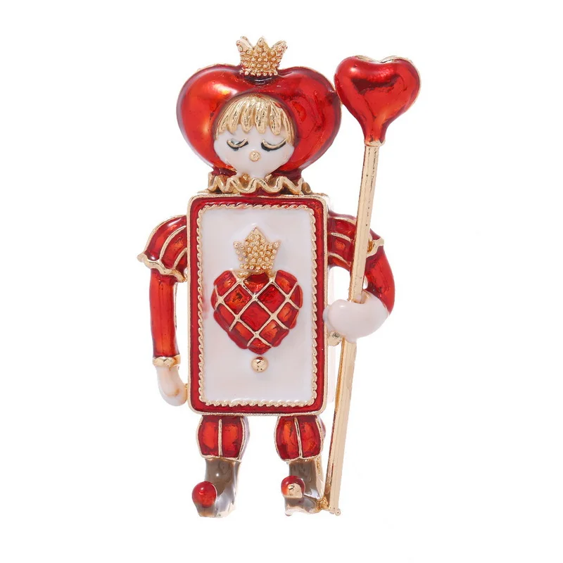 Niedliche Herz- und Pik-Cartoon-Figur Soldaten-Brosche Emaille-Clown-Broschen Anstecknadeln für Damen Anzug Kleidung Accessoires Clip-Pin – Detail 7