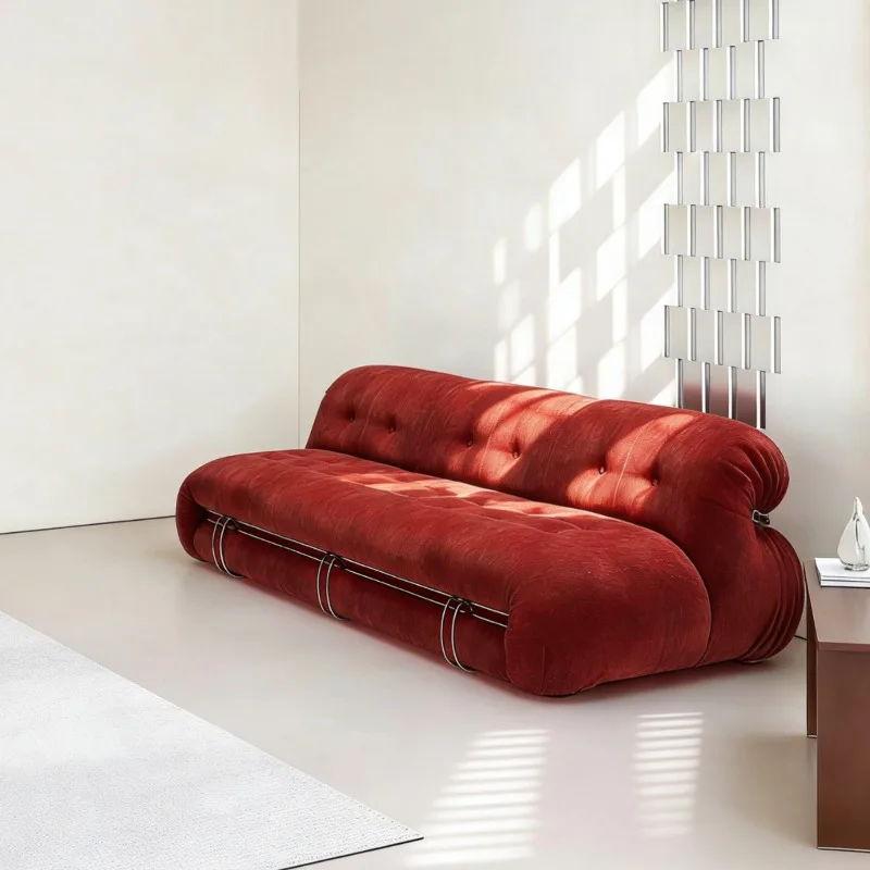 Modern simple hippo casual sofa chair, designer family living room straight sofa, steel tooth fabric sofa