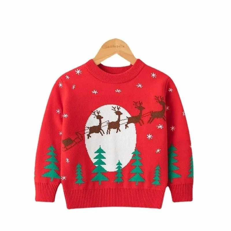 Suéter de Natal Infantil com Design de Desenho Animado para Meninos e Meninas, Moda de Férias para Crianças