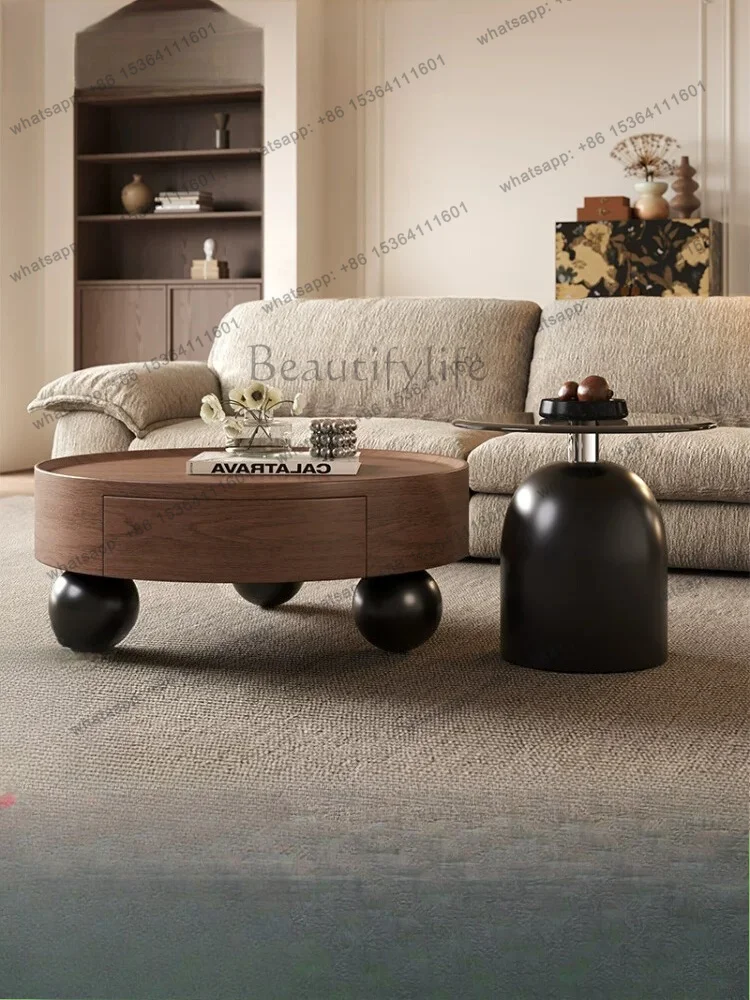 Coffee table medieval retro style household living room small apartment round coffee table