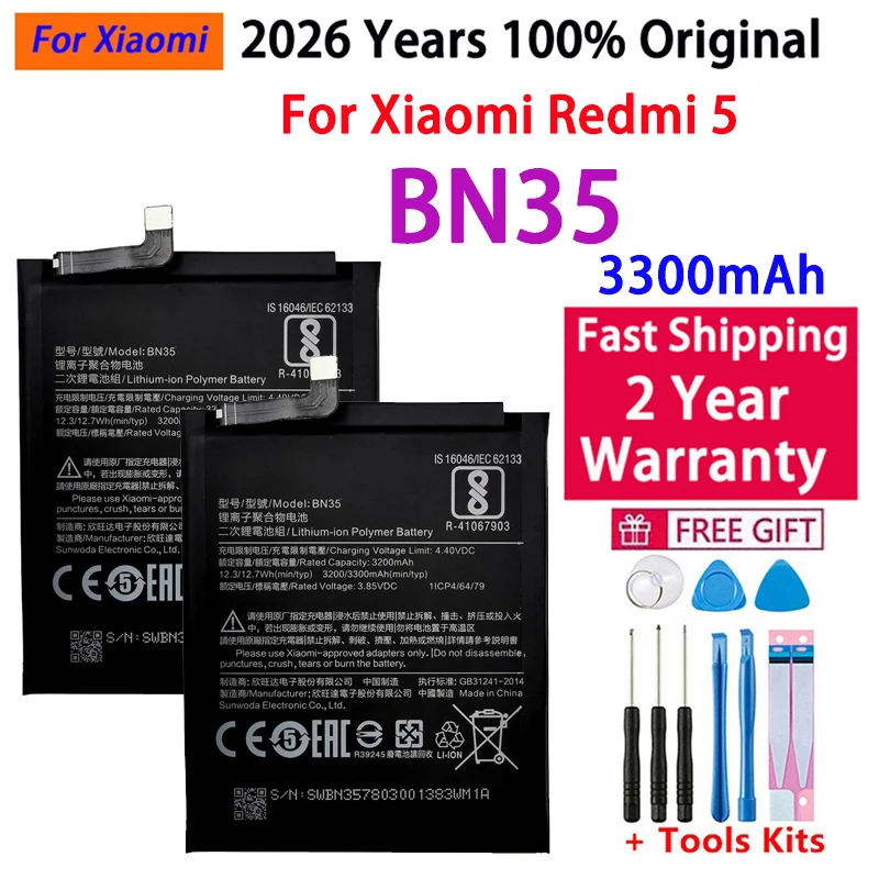 100% Original Phone Battery BN35 For Xiaomi Redmi 5 5.7\