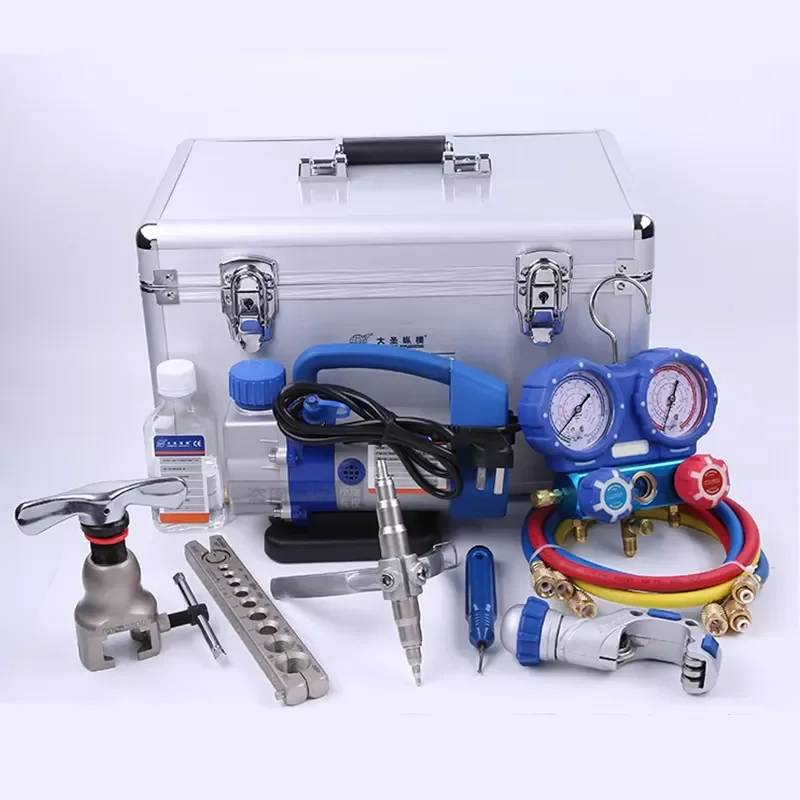 WK-7P Refrigeration /Air Conditioning Refrigeration Repair Tool Kit Sets Vacuum Pump Tube Expander Tool Pressure Gauge