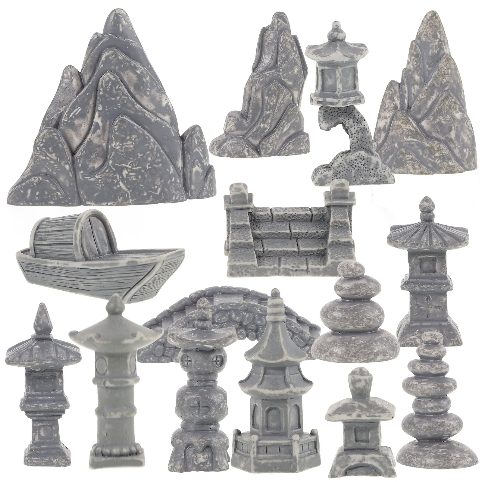 

Rockery Ornaments Zen Garden Mini Home Bonsai Resin Microlandscape Adornment Pagoda Decor