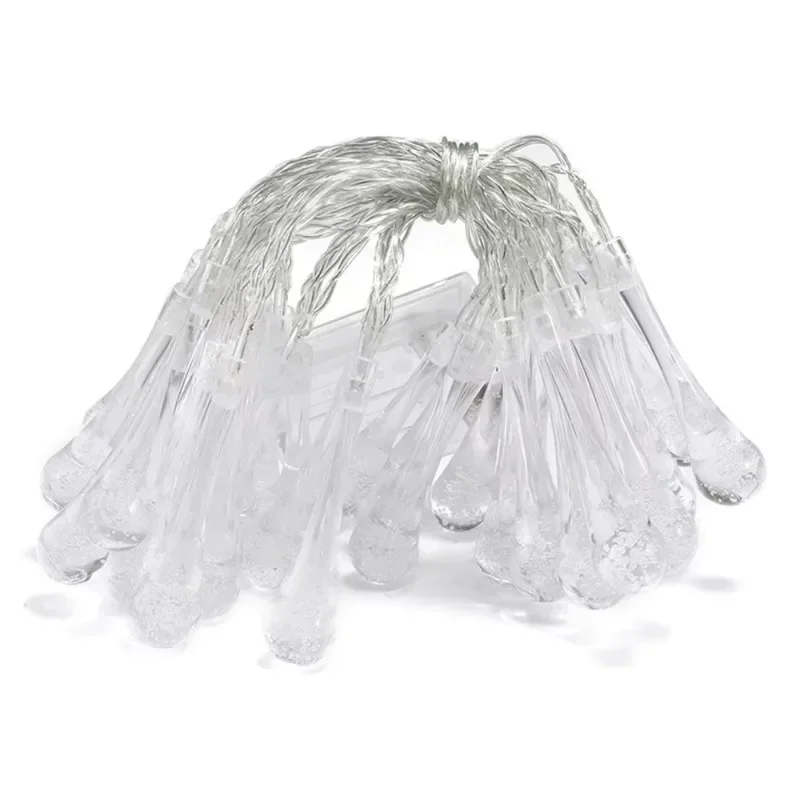 LED Water Droplet Lights String Outdoor Waterproof Garden Camping Wedding Party Holiday Decoration Battery Powered Fairy Light