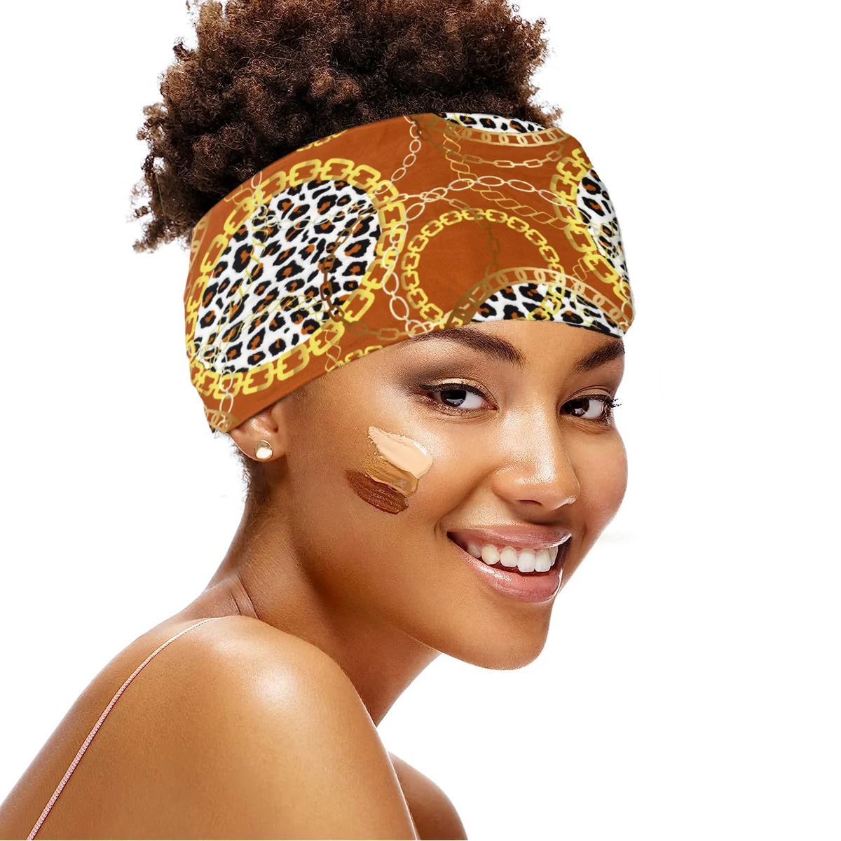 Leopard Head strap Stitch Rainbow Hair Accessories Woman Elastic  Sexy Personality Party Match Headband