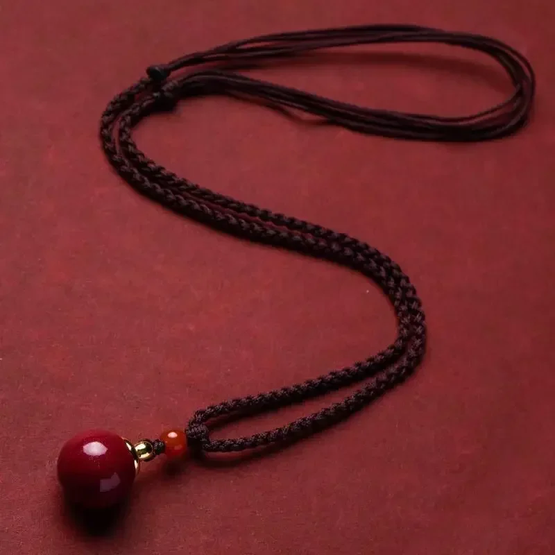 Ciondolo cinabro bottiglia vuota apribile GoodLucky Bead collana da uomo e da donna in pietra grezza naturale Gagu Box Hollow Red Rope