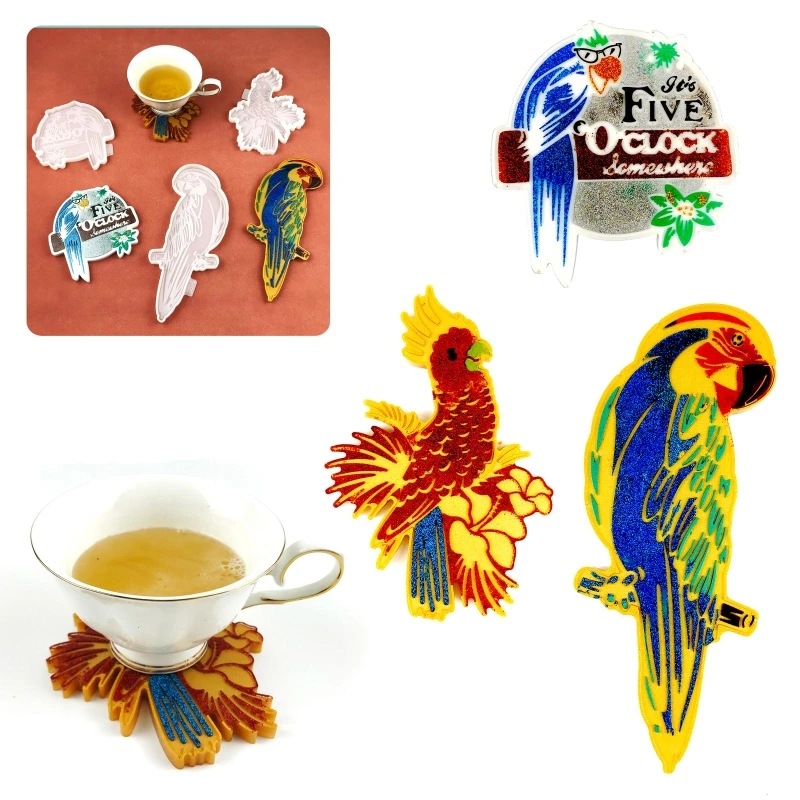 

Diy Flower Parrot Water Coffee Pad Parrot Round Silicone Mold 37JB