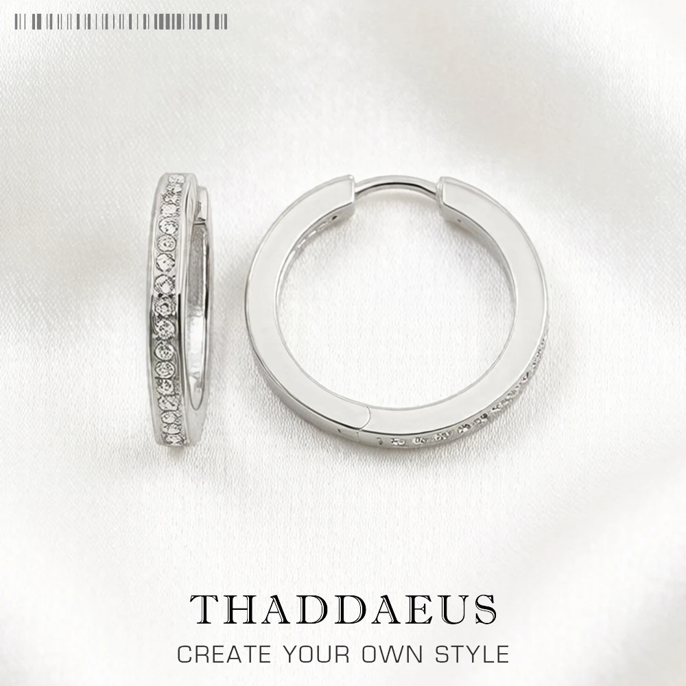 23 mm Creole-Kreolen-Ohrringe mit weißen Steinen aus massivem 925er-Sterlingsilber, klassisches Geschenk, brandneuer edler Schmuck für Damen und Herren