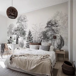 ctstom Black and white forest wallpaper modern minimalist bedroom wallpapers tropical rainforest mural for living room Stickers