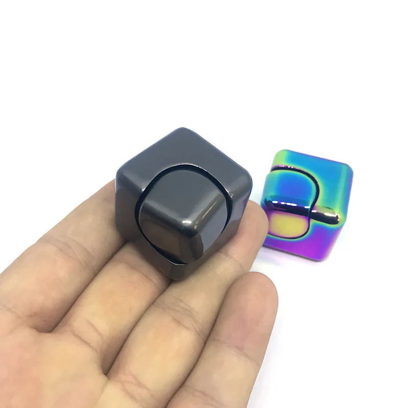 Rainbow Square Fidget Spinners Hand Fingertip Gyro Metal Alloy Toys Cube for Kids Adults New Trend Design Relief Stress Office