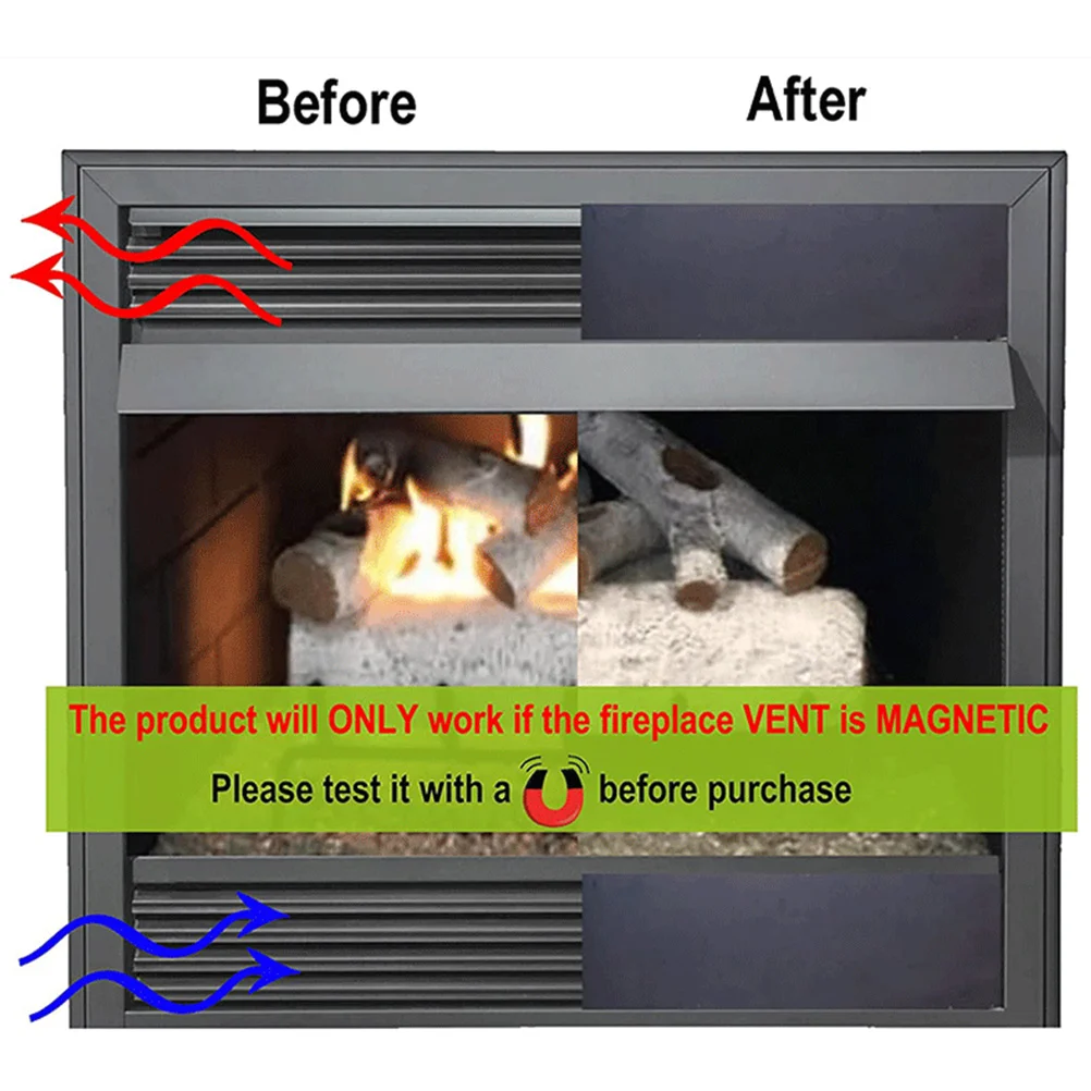

2pcs Magnetic Stoppers Stronger Hold Fireplace Supply Improved Insulation Windproof Cover For Indoor Fireplace