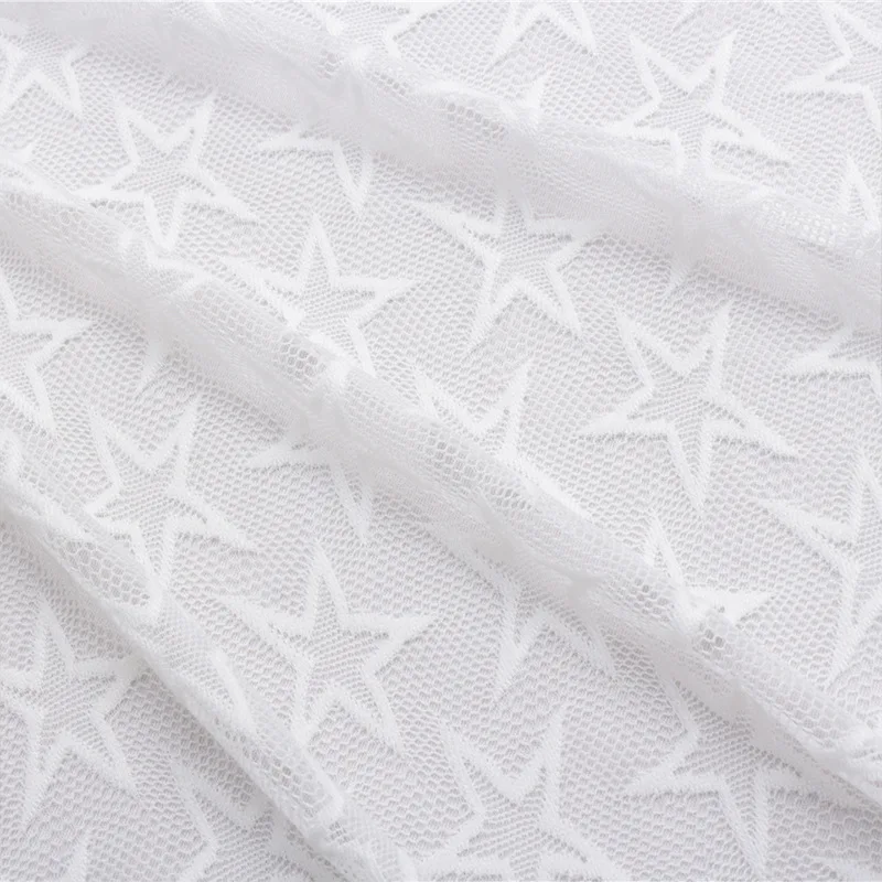 

Star Lace Fabric Spot 2025 Spring New Lace Fabric Embroidery Elastic Five-pointed Star Women's Underwear Dress Textile Material