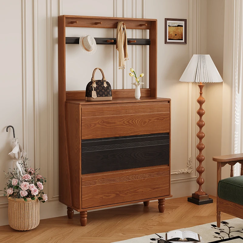 

32.5''-58.8'' Extendable & Rotating Solid Wood Shoe Cabinet With 1 Drawer Multifunctional Storage For Living Room And Home Bar
