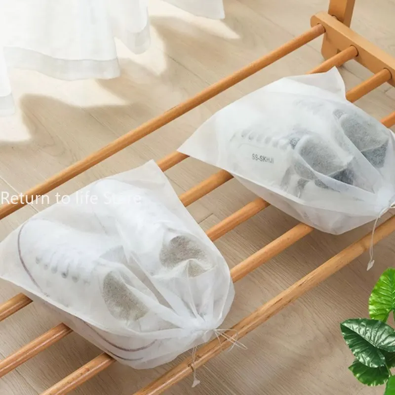 Shoe Dust Covers Non-Woven Dustproof Drawstring Clear Storage Bag Travel Pouch Shoe Bags Drying shoes Protect shoes 1pcs