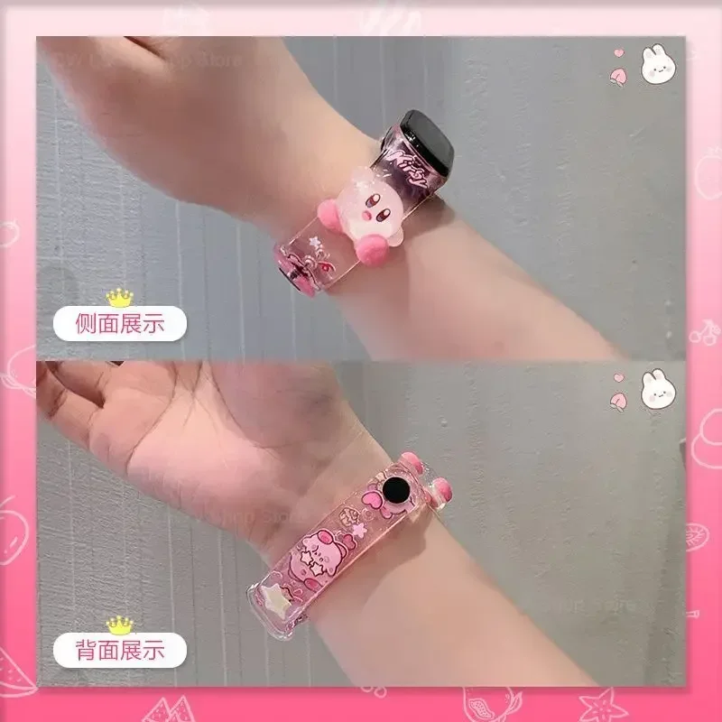 Kirby Cute Anime Strap for Xiaomi Mi Band 3 4 5 6 7 8 Wristband Silicone Bracelet Wrist Straps Smartwatch Replacement Watchband