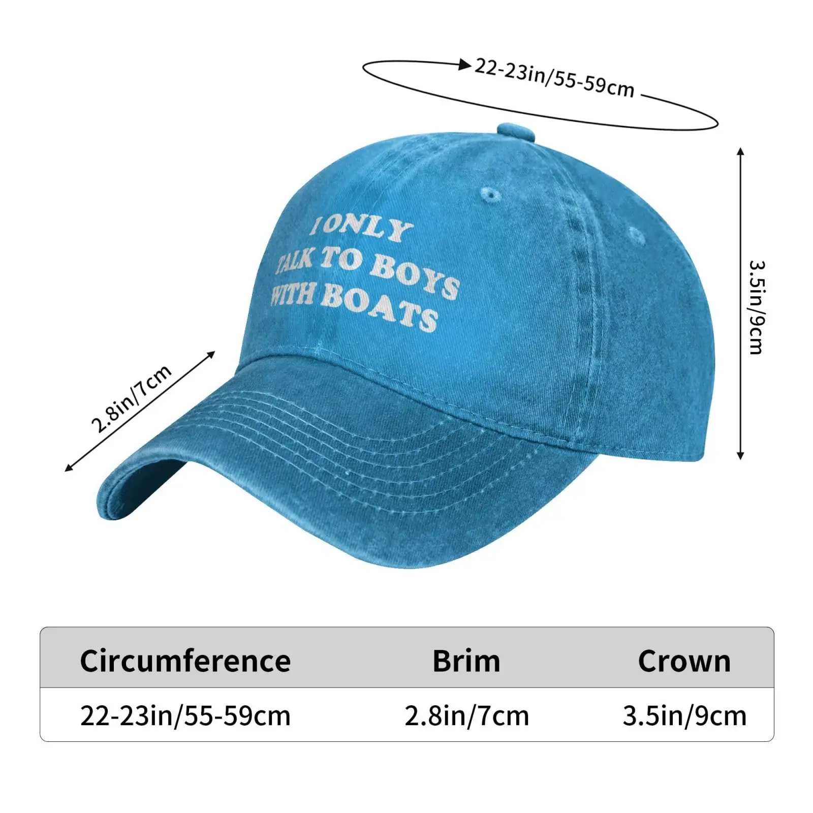 I Only Talk to Boys with Boats Baseball Caps Unisex Adjustable Vintage Washed Denim Dad Trucker Hat for Men Women