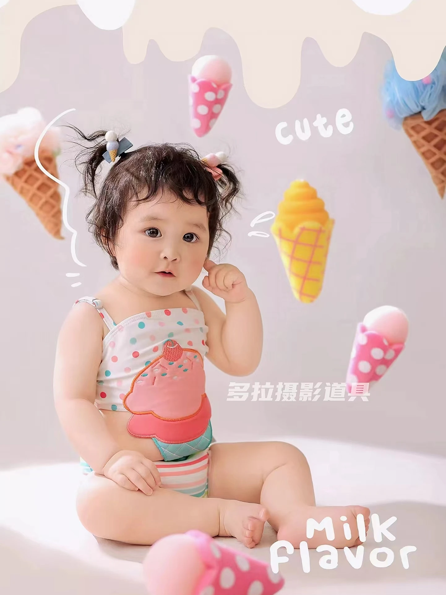 Childrens photography clothing summer ice cream swimwear baby hundred day photos annual photos photography clothing 신생아촬영