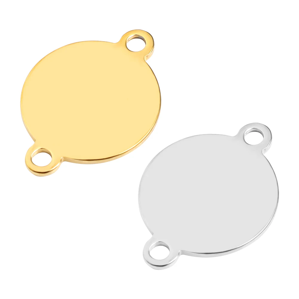 10 teile/los Edelstahl Charms Runde Doppel Loch Charms Anhänger Für Schmuck Machen DIY Handgemachte Halskette Anhänger Zubehör