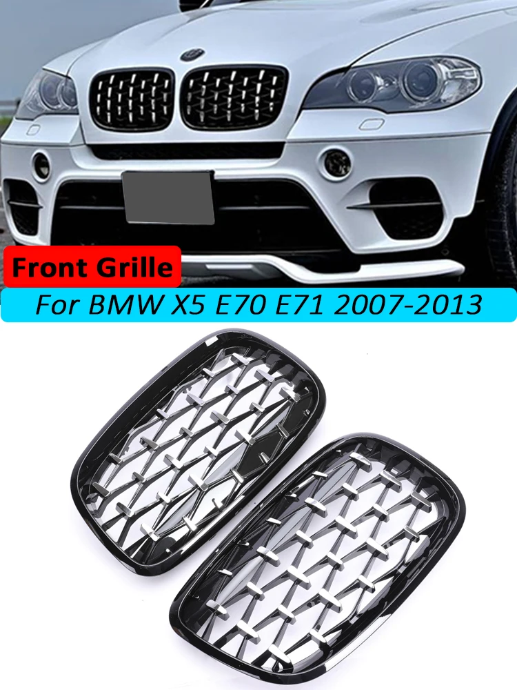 

For BMW X5 X6 E70 E71 Kidney Front Bumper Racing Grill 2007-2013 xDrive 30i 50i Diamond Chrome Star Style Facelift Accessories