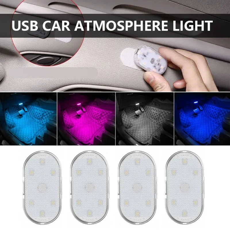 

Car led interior roof reading light Touch magnetic mini car lights RGB USB auto Neon lamp ambient light for golf Car accessories