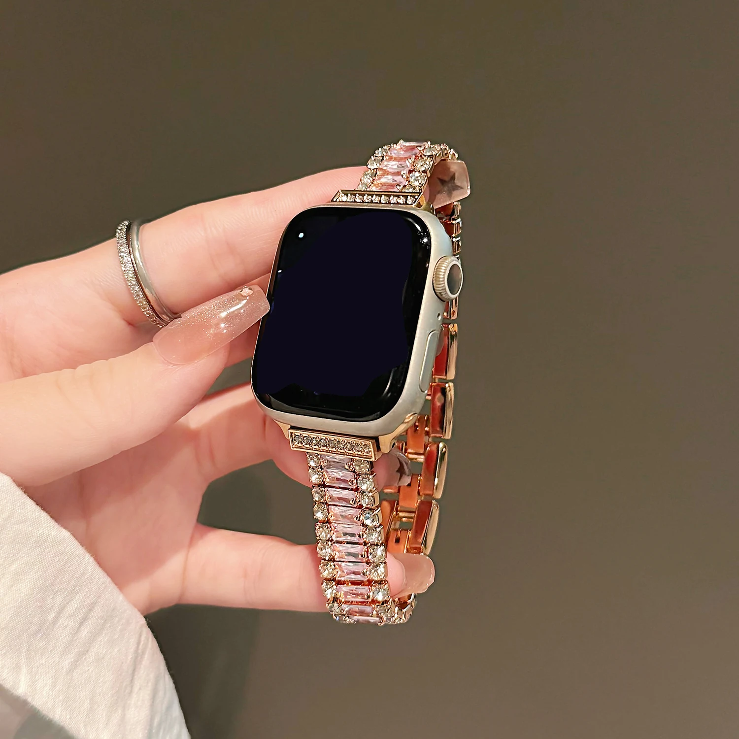 Sparkling Premium Metal Strap for Apple Watch S10 46/42/45/44/41/40/38mm Women's Strap for IWatch Full Range Universal 20/22mm