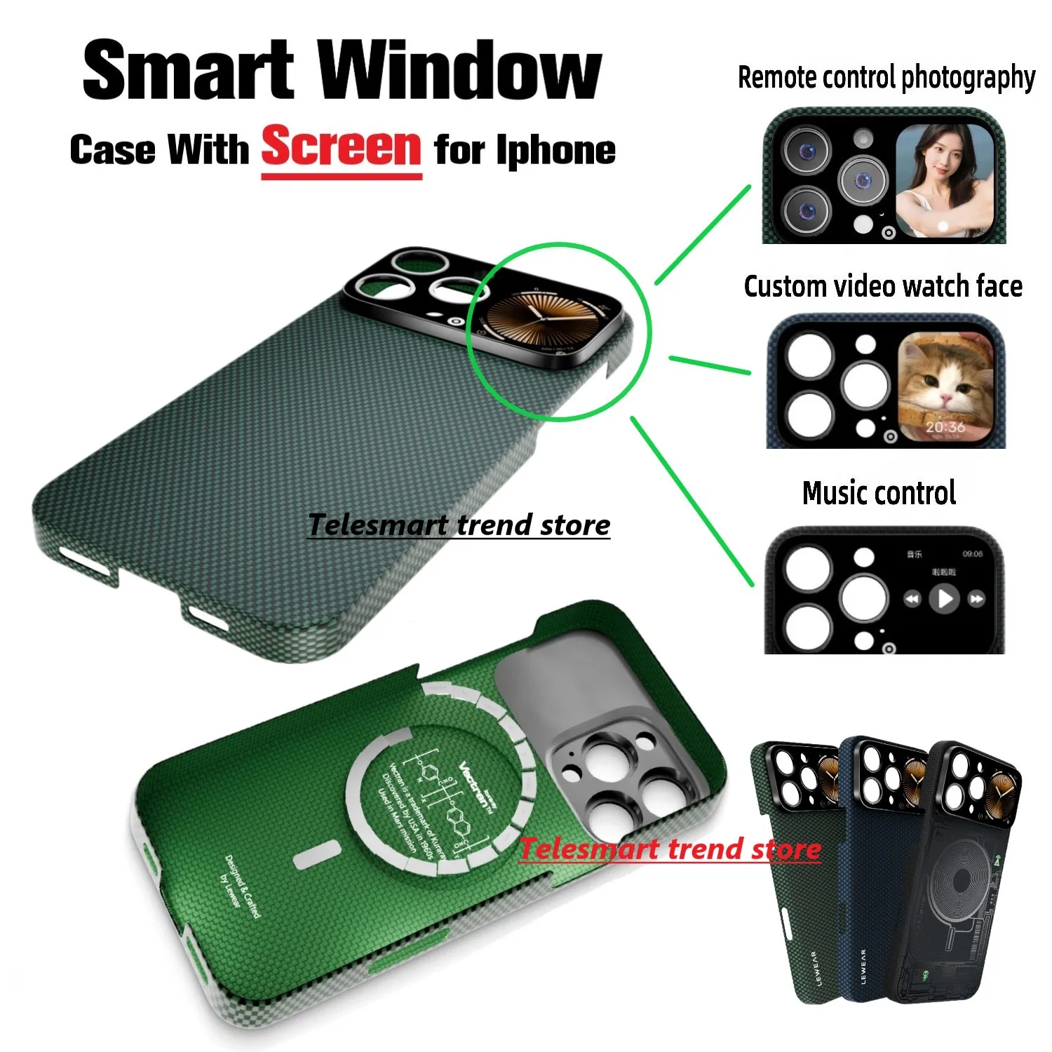 

Luxury Smart Windows Phone Case With Touch Screen For Iphone 16 Pro Max Message Notification Light Thin Tough Phonecase