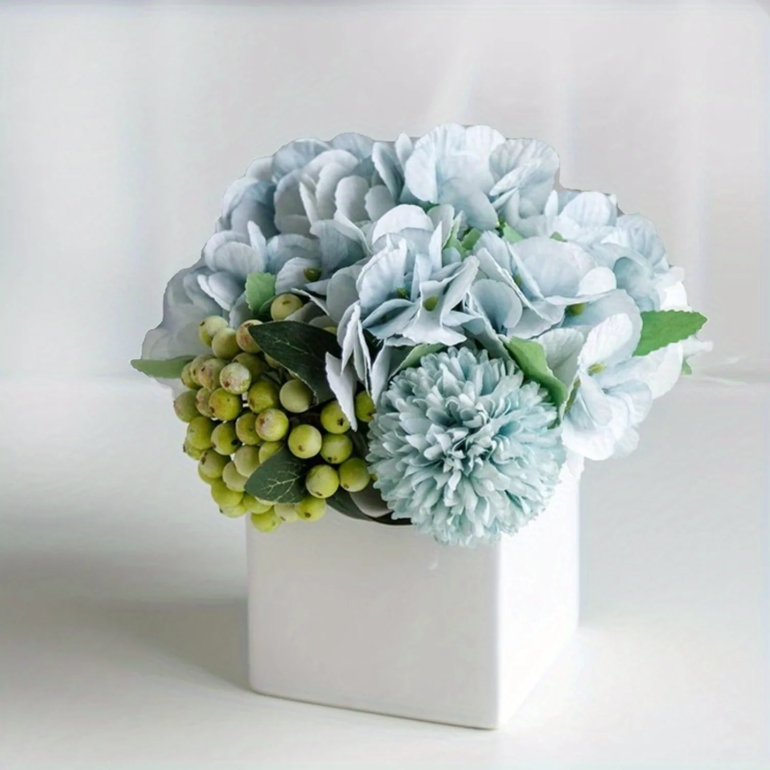 Elegant Faux Peony & Hydrangea Arrangement In Ceramic Vase - Perfect For  Decor, Weddings & Events