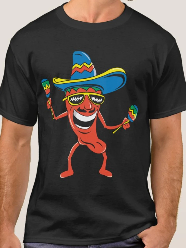 

Funny Design Cartoon Mexican Chili Pepper T Shirt 100% Cotton Short Sleeve O-Neck Casual T-shirts Loose Top New Size S-3XL