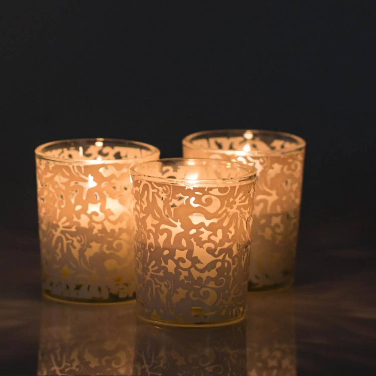 Lace Design Votive Holders Set of 72 Added White Lace Pattern Decal Will Add Just The Right Touch To Any Romantic Setting