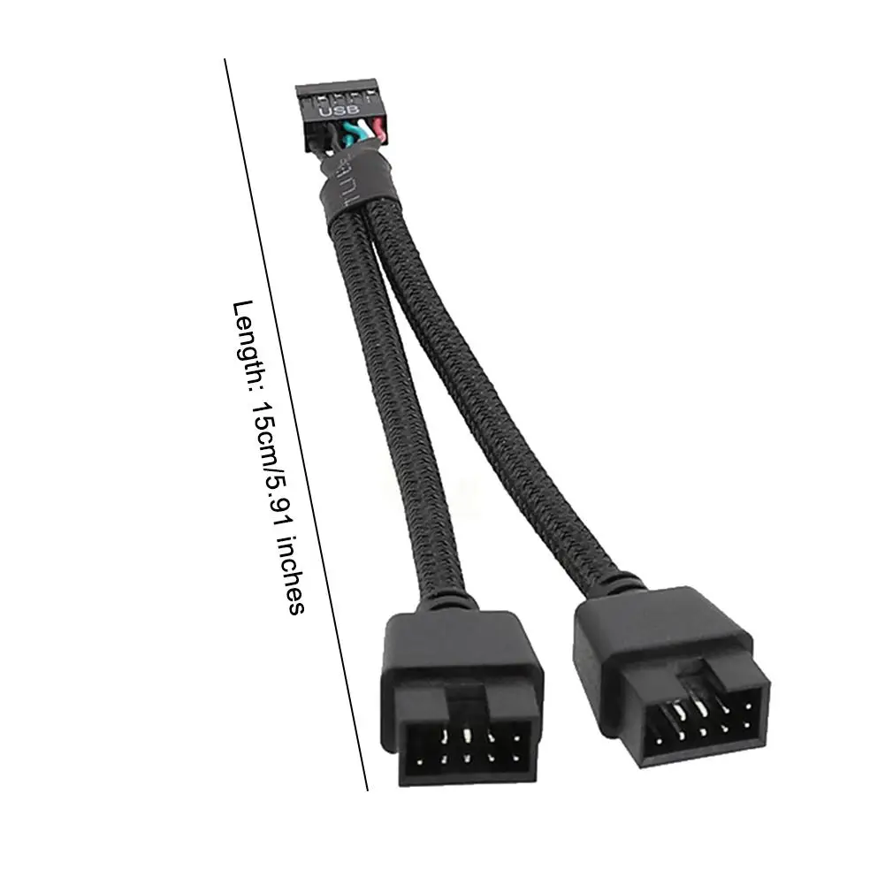 12cm Computer Motherboard USB Extension Cable 9 Pin 1 Female To 2 Male Y Splitter Audio HD Extension Cable For PC