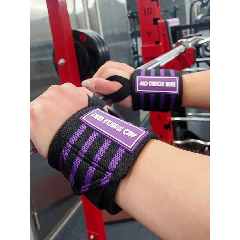 Striped Weightlifting Wrist Wraps Adjustable Hook Loop Wrist Brace for Gym Squat Bench Press Workout