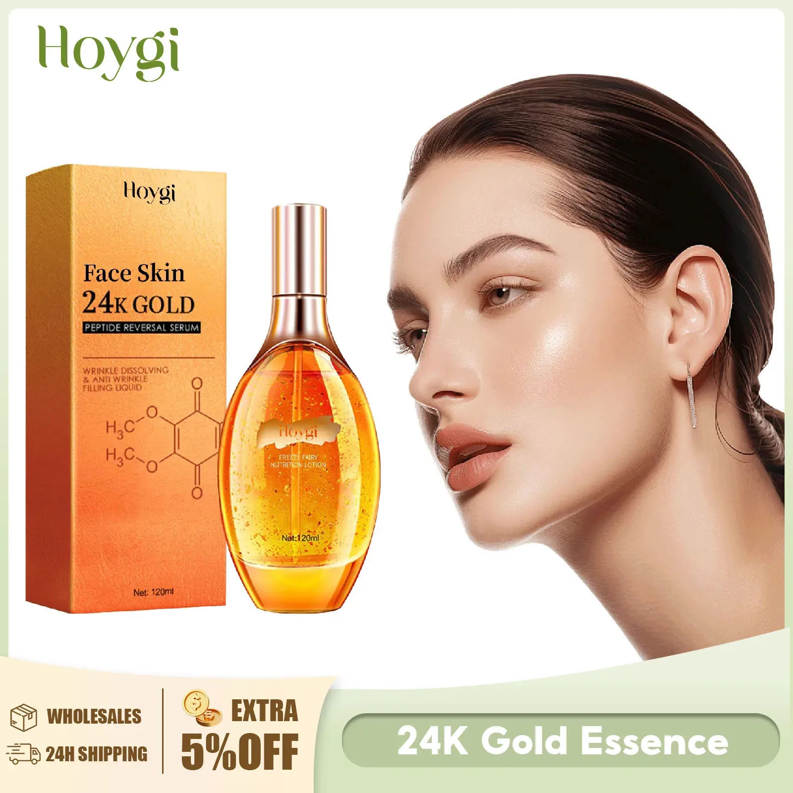 

24k Gold Hyaluronic Acid Serum Replenishment Moisturize Shrink Pore Lift Firming Brightening Anti Aging Nicotinamide Face Serum