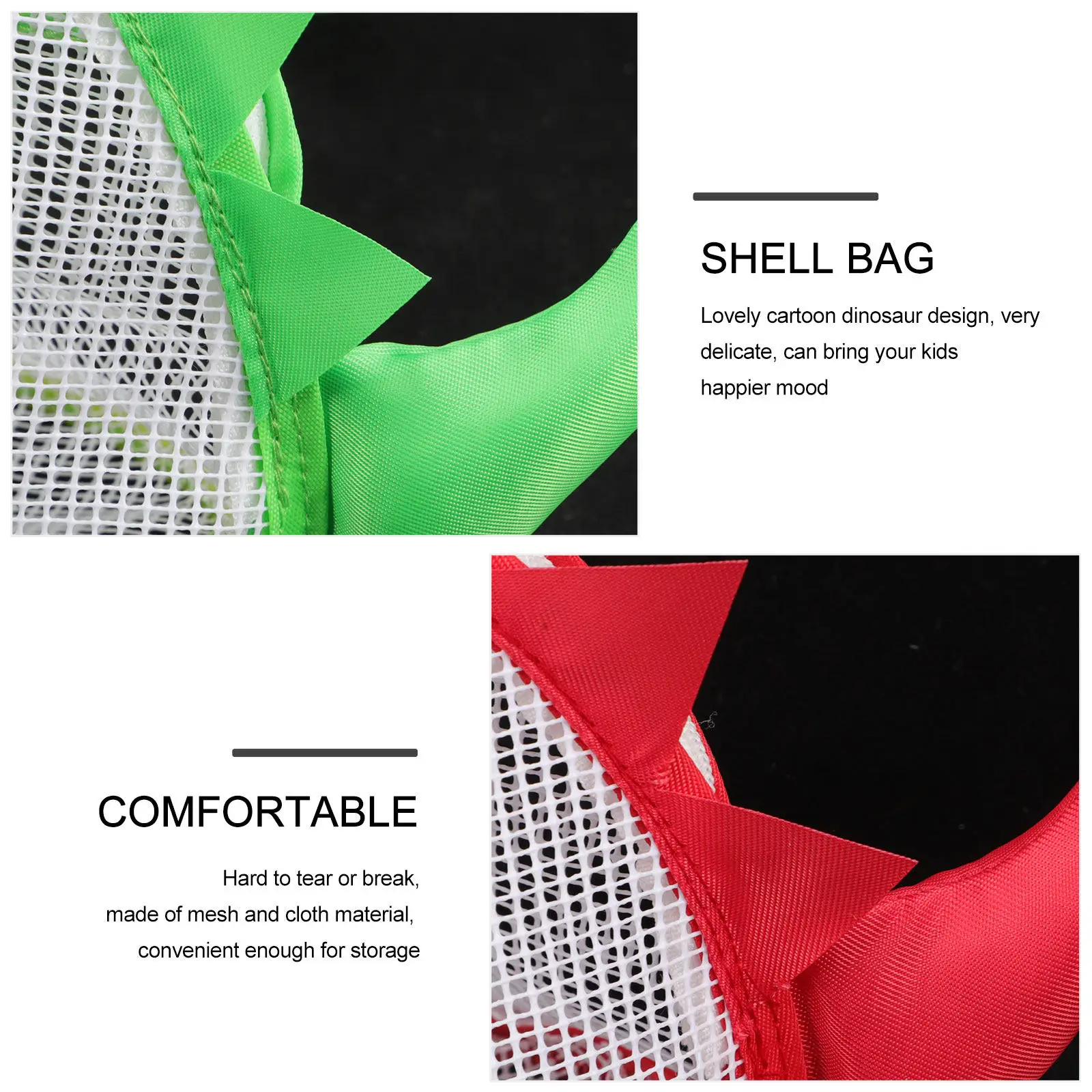 2Pcs Beach Bags Mesh Dinosaur Theme Lightweight Tear-Resistant Sand-Draining Pouch Ideal for Towels Water Bottles Shells