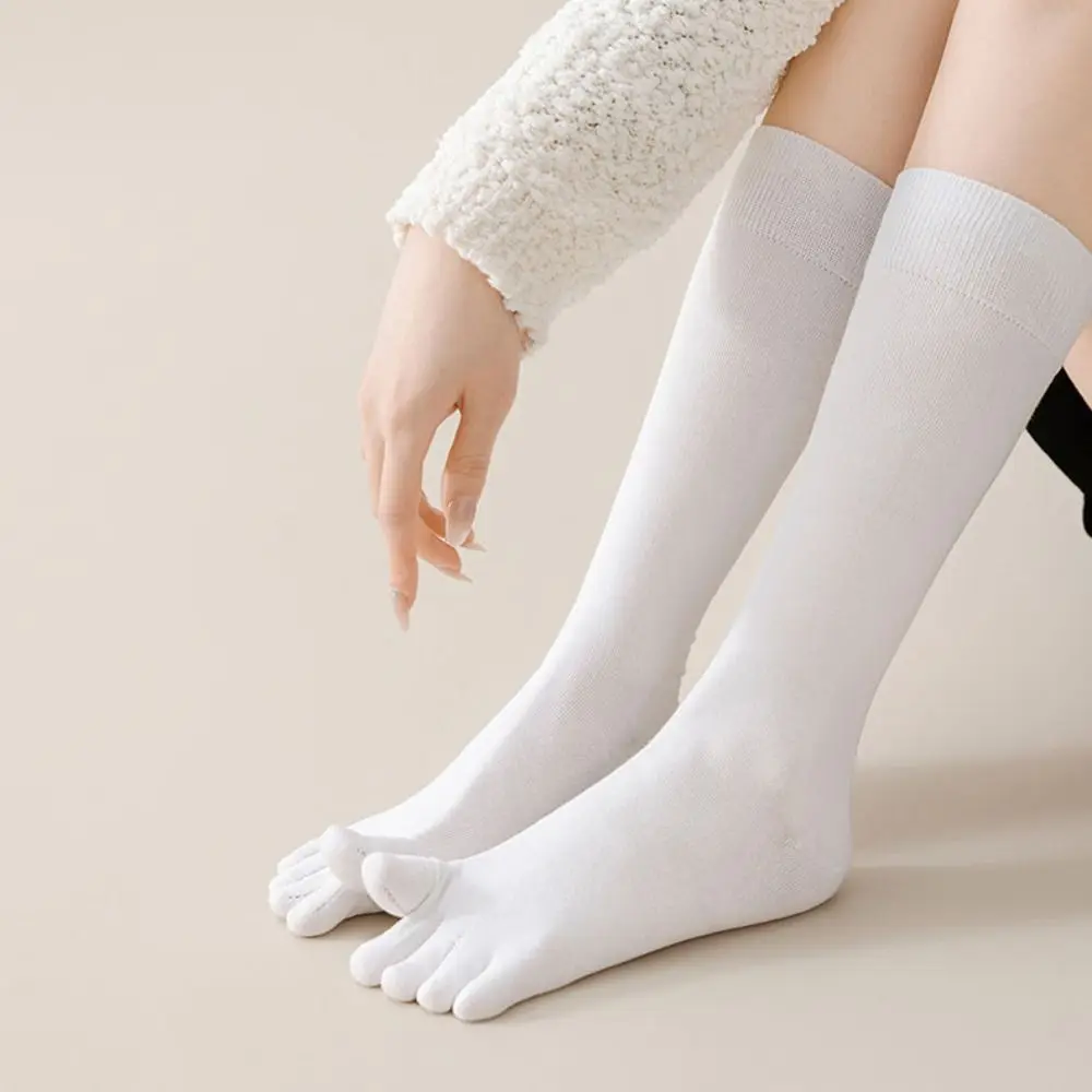 

Anti-slip Five Finger Long Socks Harajuku Hosiery Split Toe Socks Solid Color Separate Toe JK Calf Stockings Lolita JK