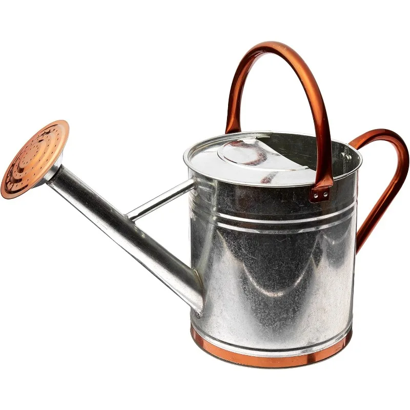 Galvanized Watering Can with Copper Accents,  1.9 Gallon