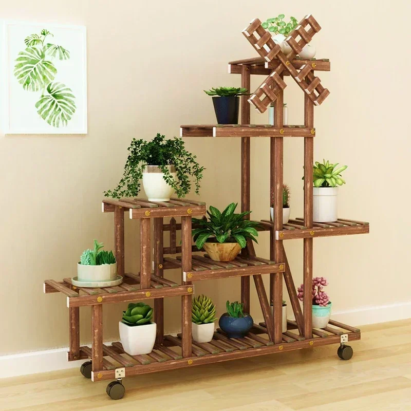 Shelf Universal Plant Shelf Rack Tiered Luxury Wheels Bamboo Plant Shelf Rack Indoor Adjustable Bitki Raflar Garden Furniture