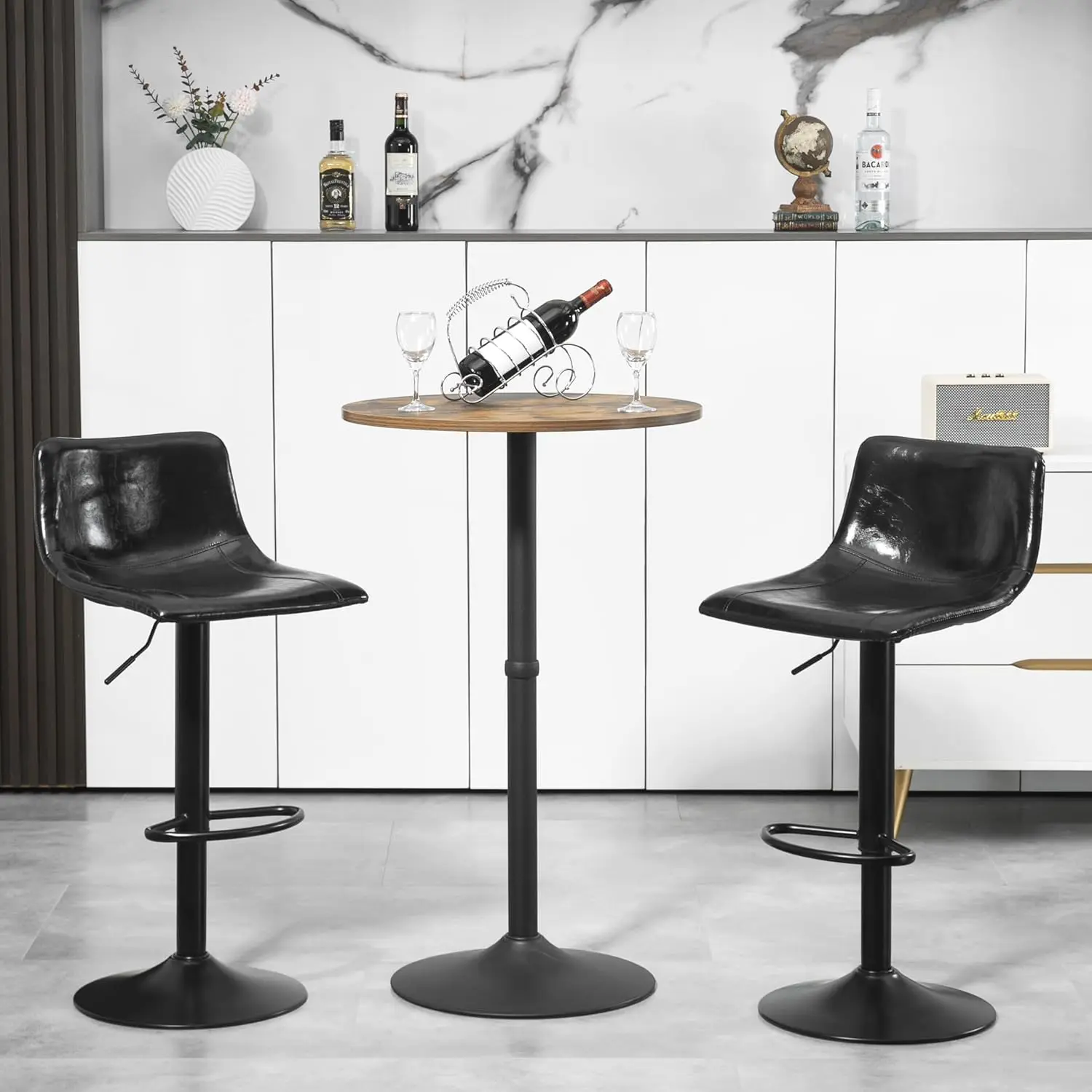 

23.6inches Round Cocktail Bar Table with Metal Base, Tall Bistro Pub Table, Counter Bar Height Table for Kitchen, Living Room