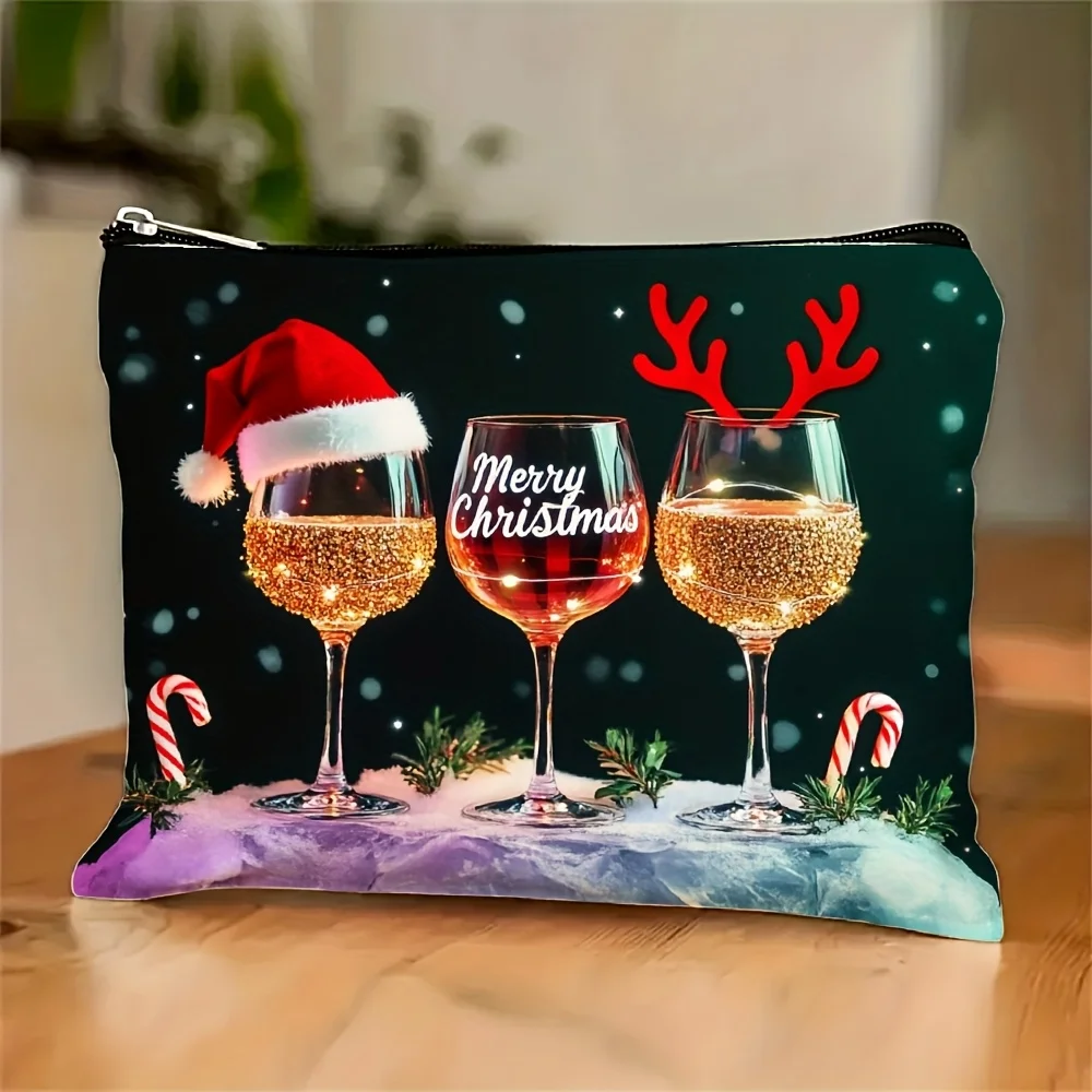

A Christmas-themed Makeup Bag- Multifunctional Zipper Pouch, Jewelry Storage Bag, Perfect Travel Zipper Small Storage Bag.