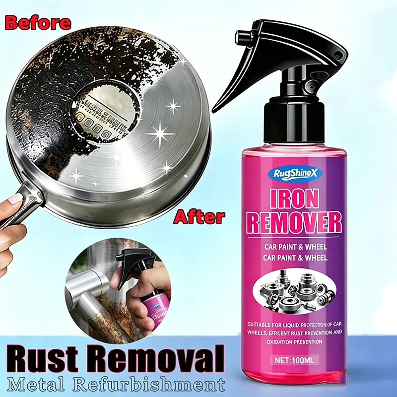100 ml Rostentferner-Spray, schnell wirkender Eisenoxidationseliminator, leistungsstarke Dekontamination, stellt den ursprünglichen Glanz wieder her, milde Formel, sicher