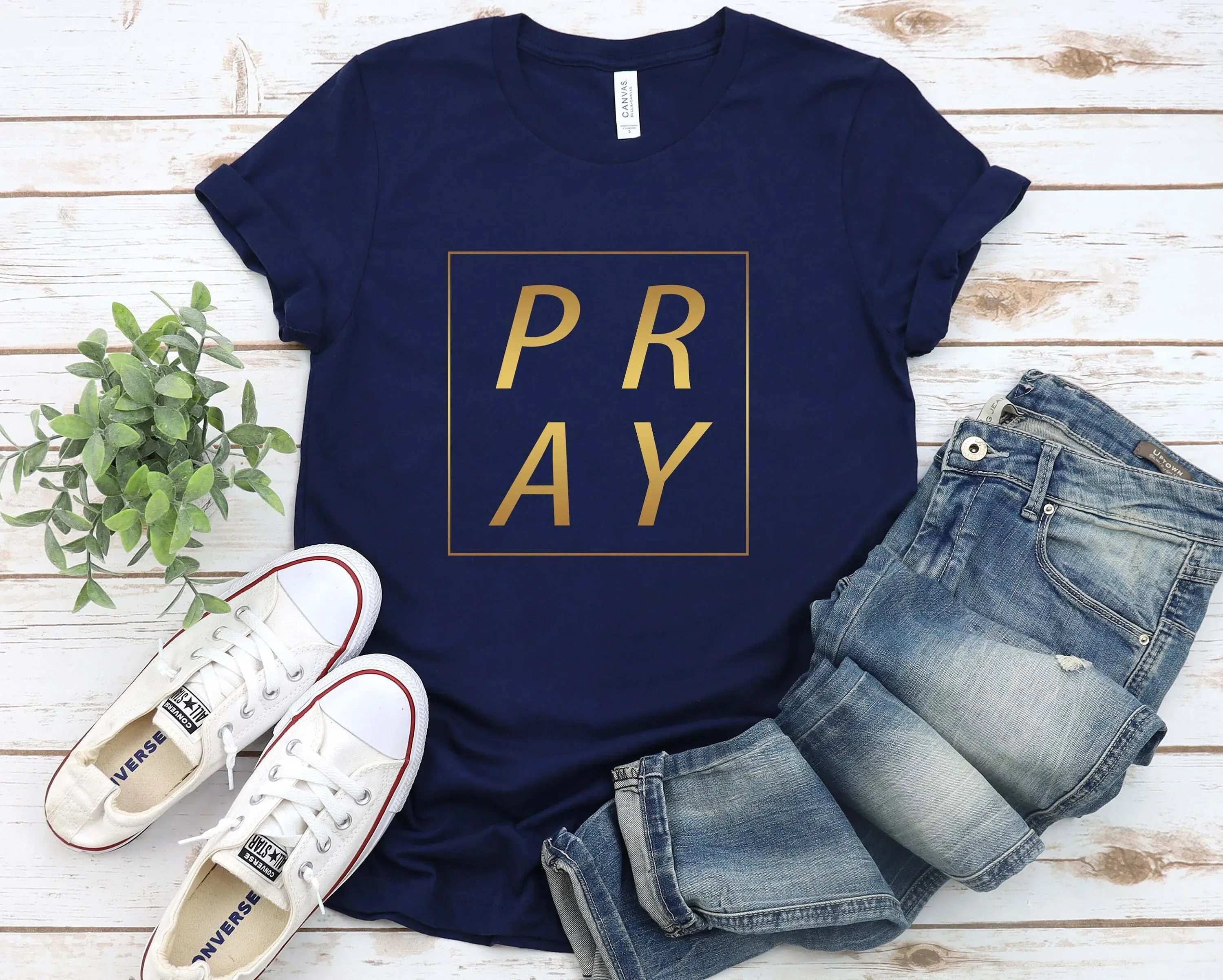 Pray T Shirt Believer Christian Outfit Religious For Prayer Grace
