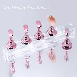 5Pcs Chess Borad Magnetic Nail Tips Practice Display Stand Acrylic Nail Art Holder UV Gel Polish Showing Shelf Manicure Tools