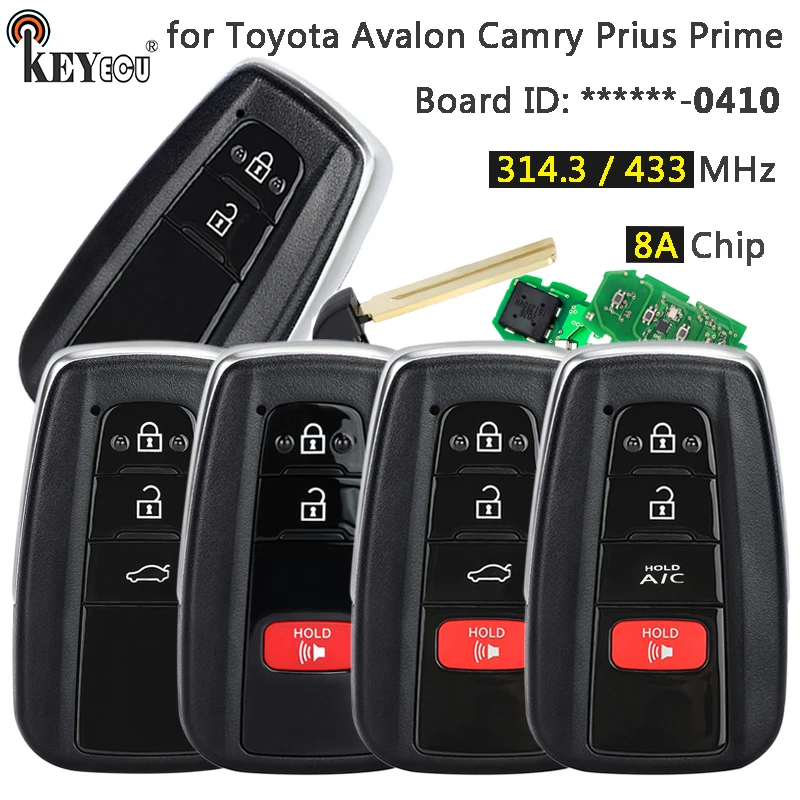 

KEYECU 314.3 / 433MHz 8A Chip Board ID: 0410 Proximity Keyless-Go Smart Remote Key Fob for Toyota Avalon Camry CR-H Prius Prime