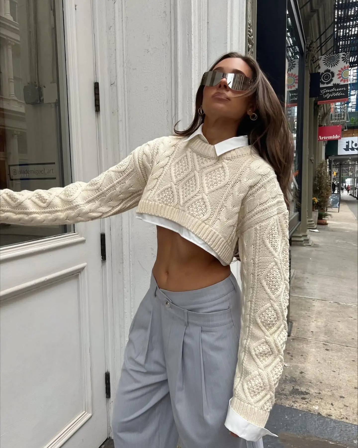 Women Fashion Cropped Knitted Sweater Solid Color Round Neck Long Sleeve Pullovers Spring Autumn Casual Tops