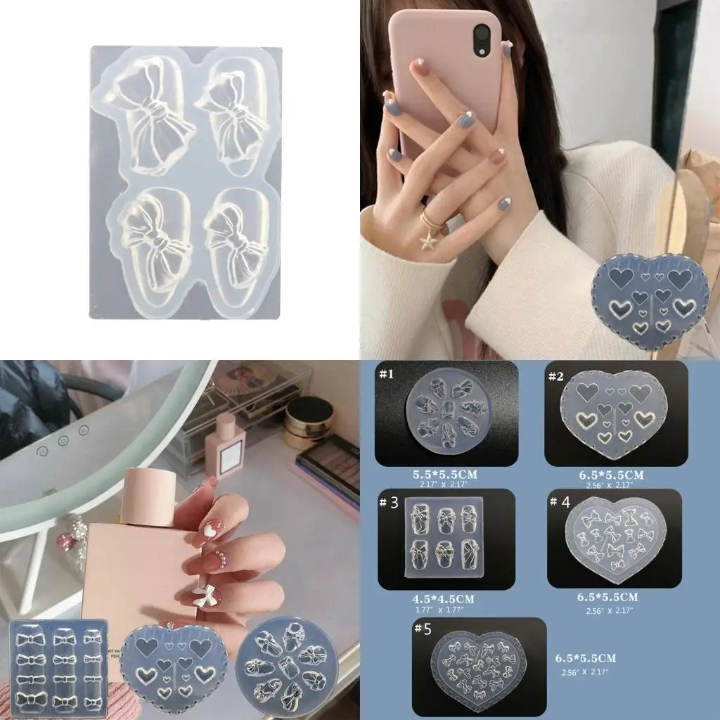 Crystal Epoxy Resin Mold Art Decorations Templates 3D Mini Bowknot Mould Sculpture Stamping Plate Nails Stencils