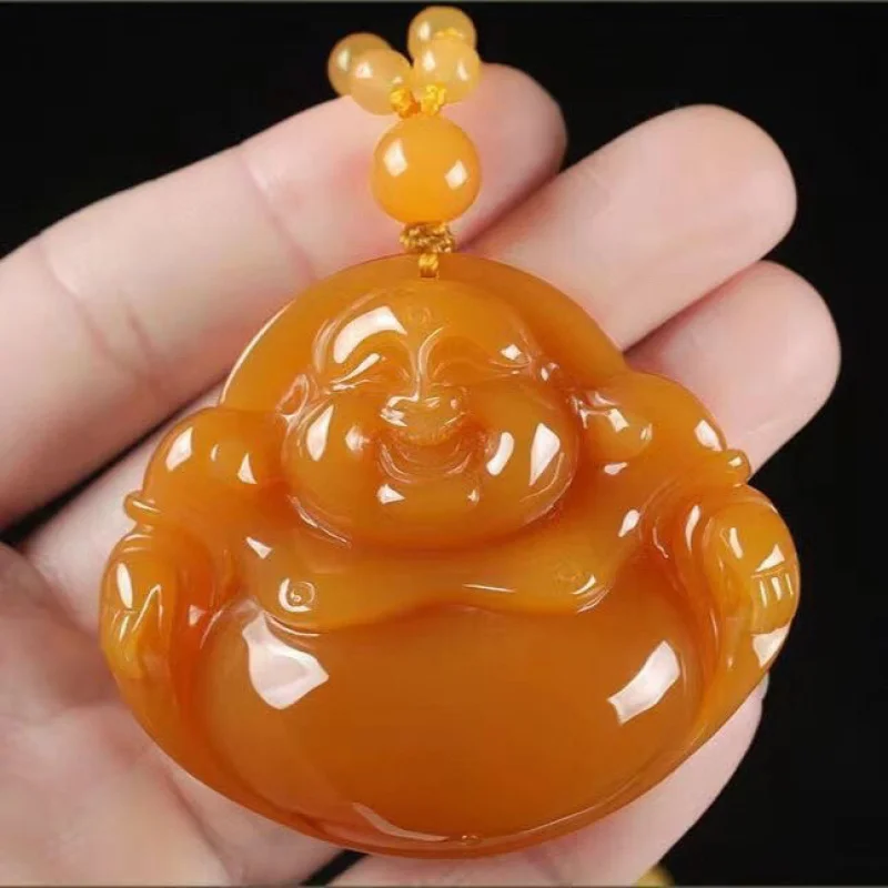 

Natural Yellow Dragon Jade Ice Type Big Belly Maitreya Buddha Female Chicken Oil Yellow Pendant Big Belly Laughing Buddha Jade B