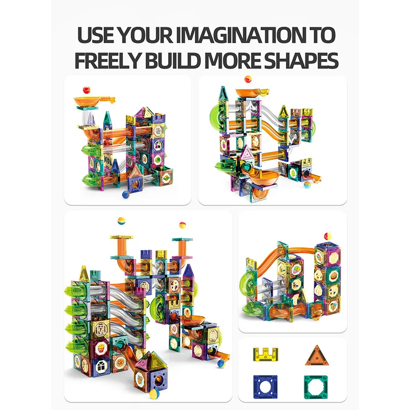 FAI DA TE Per Bambini 3D Pista Magnetica Building Blocks Scivolo Palle Corsa Tracce Puzzle Pipeline Mattoni Giocattoli Per Bambini Educazione Regali Di Natale