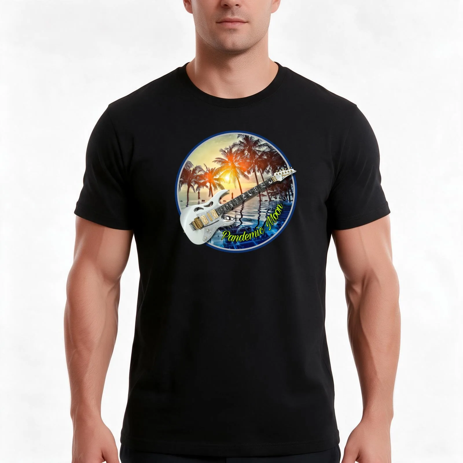 Pandemic Moon- Electric Sunset T-Shirt, Summer Casual Cotton Tee, Oversized Streetwear Tops, Vintage Graphic Print, 100% Cotton