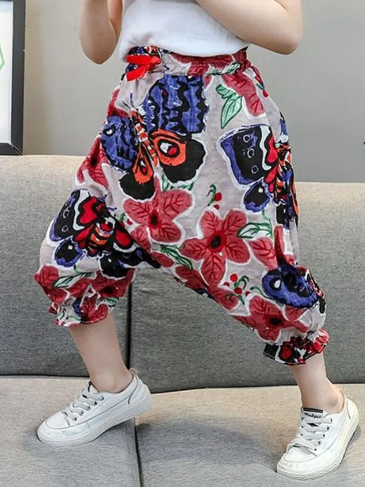 Girls Anti-mosquito Pants Children's Korean Version of Ultra-thin Pants New Summer Bloomers Loose Harem Pants Tide Summer