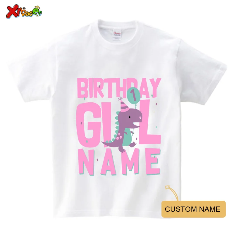 Dinosaur T Shirt Family Gift Birthday Shirt Cartoon Dinosaur Party Custom Name TShirt Girls Children Clothes Daddy Mommy Outfits