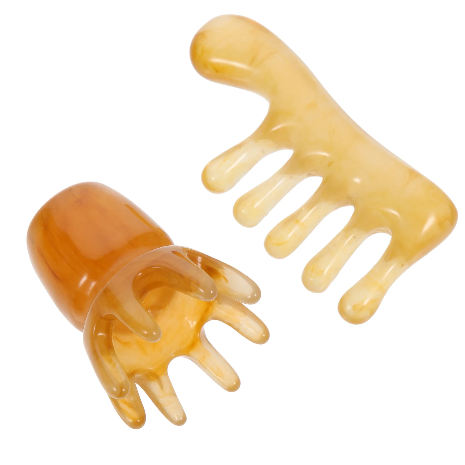 2 Pcs Resin Massage Comb Guasha Tool Hand Tools The Shoulder Scraping Head Beeswax Stone Messages Scalp Relax Man Father Hair